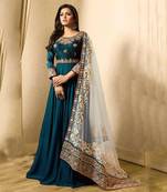 Turquoise Georgette Anarkali Suit for Women