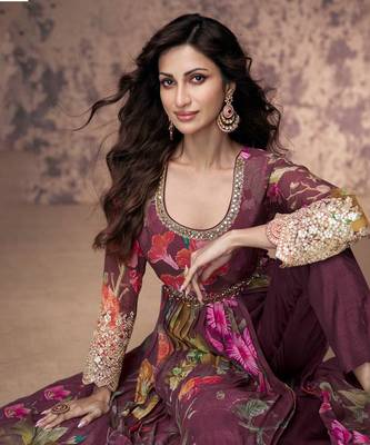 Wine Georgette Anarkali Suit for Women 1