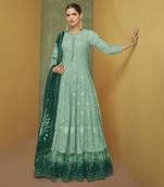 Turquoise Embroidery Anarkali Suit for Wedding