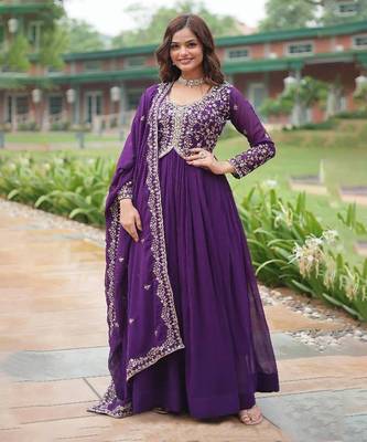 Purple Anarkali Gown with Dupatta 1