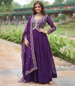 Purple Anarkali Gown with Dupatta