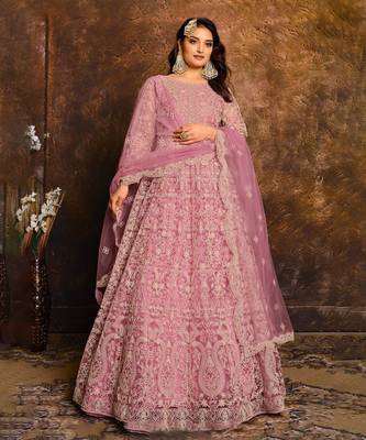Pink Net Anarkali Salwar Suit 1
