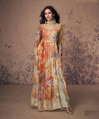 Beige Georgette Anarkali Suit for Women 1