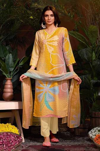 Mustard Cotton Kurta Pant with Dupatta