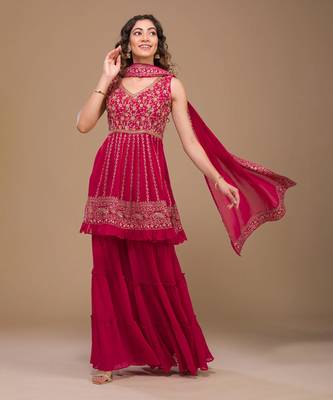 Pink embroidered ethnic set  1