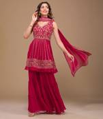 Pink embroidered ethnic set 