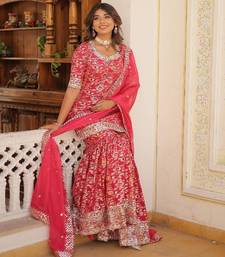 Rani Pink Silk Kurta Pant Set with Dupatta