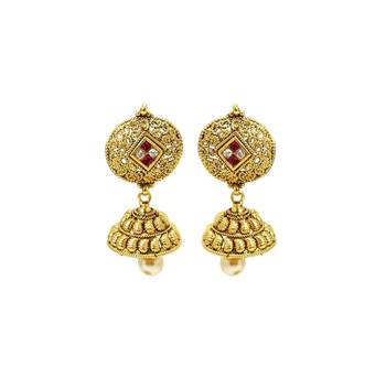Designer Antique Pendant & Moti Mala Necklace Set Party Wear Necklace With Jhumki / Earring Set fashion jewellery 2