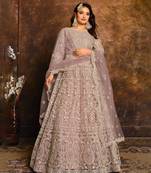 Purple Net Resham Anarkali Suit for Women