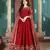 Red Slub Silk Anarkali Suit for Women