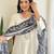 Off white viscose blend rayon heavy thread embroidery work with printed dupatta kurta pant set