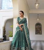 teal Gold Crush With Sequins and Thread Embroidery Lehenga Choli