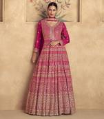 Pink Viscose Anarkali Gown Set