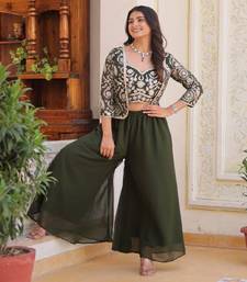 Green Georgette Koti & Bottom for Women