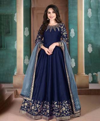 Blue Silk Anarkali Suit for Women 1