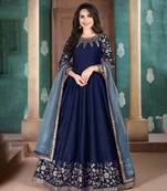 Blue Silk Anarkali Suit for Women