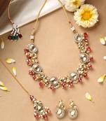 Multicolored Kundan Necklace Set with Earrings and Maang Tikka