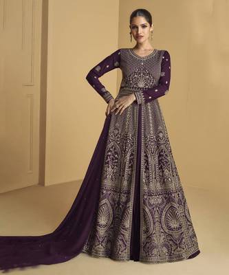 Purple Georgette Anarkali Salwar Suit 1