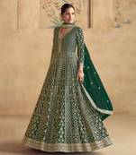 Green Velvet Anarkali Gowns Set