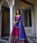 pink Narayan Pattu With Zari Weaving Work Lehenga Choli
