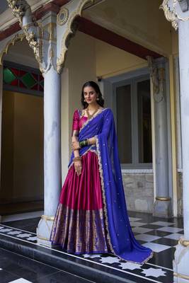 pink Narayan Pattu With Zari Weaving Work Lehenga Choli 5