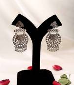 Oxidised Long Earrings With Hanging Beads