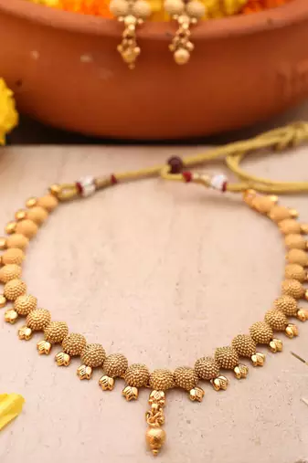 Gold-Plated Necklace Set with Earrings