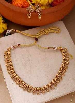 Yellow Gold-Plated Necklace Set for Wedding Glamour 1