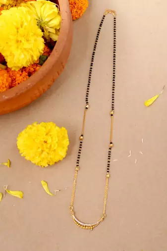 Yellow Gold Mangalsutra With Yellow Beads