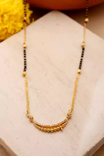 Yellow Gold Mangalsutra With Yellow Beads