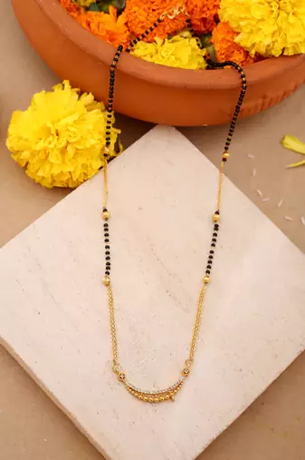 Yellow Gold Mangalsutra With Yellow Beads