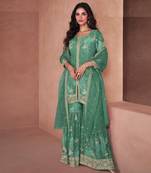 Green Georgette Palazzo Suit for Women