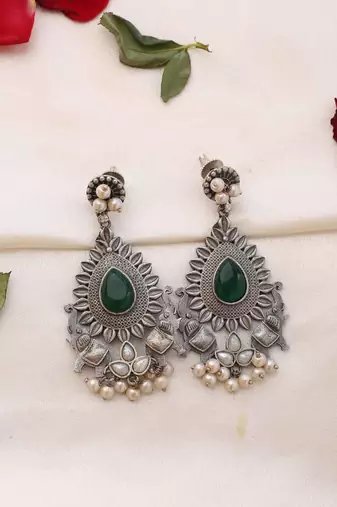 Long Silver Contemporary Earrings