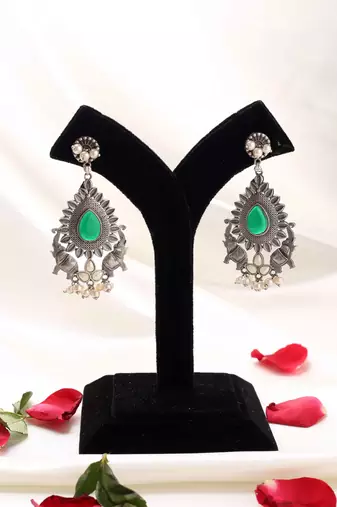 Long Silver Contemporary Earrings