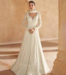 White georgette sequins kurta with pant & dupatta