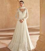 White georgette sequins kurta with pant & dupatta