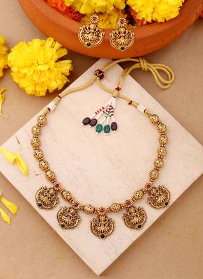 Ball Chain Necklace Set with Gold Motifs 1