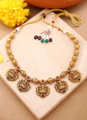 Ball Chain Necklace Set with Gold Motifs 7