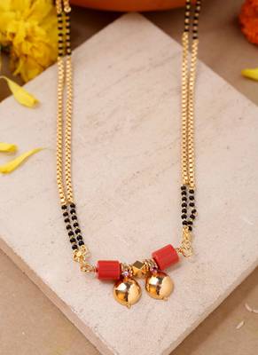 Golden And Black Beads Mangalsutra Long With Double Vati Tali 1