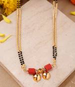 Golden And Black Beads Mangalsutra Long With Double Vati Tali