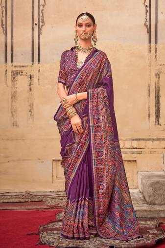 Wine poly viscose art silk pashmina saree