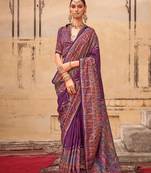 Wine poly viscose art silk pashmina saree