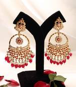 Pink polki chandbali earrings