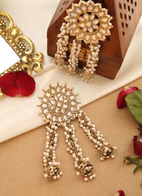 Kundan pearl tassel earrings 7