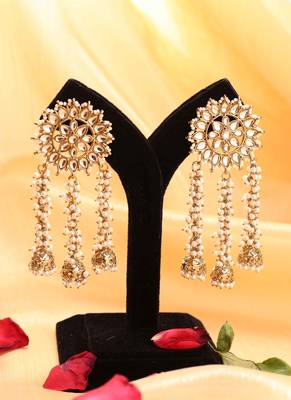 Kundan pearl tassel earrings 1