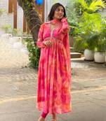 Multicolor Georgette Anarkali Set