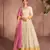 Off white & yellow viscos shimmer embroidered anarkali suit (free size)