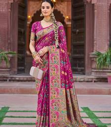 Rani Pink Soft Silk blend Banarasi Saree With Blouse