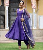 Violet gota work lurex anarkali suit set