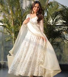 white Sequence work  party wear suit set